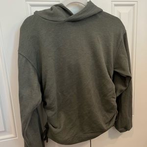 women’s aerie army green cinched tie sides hoodie size xs